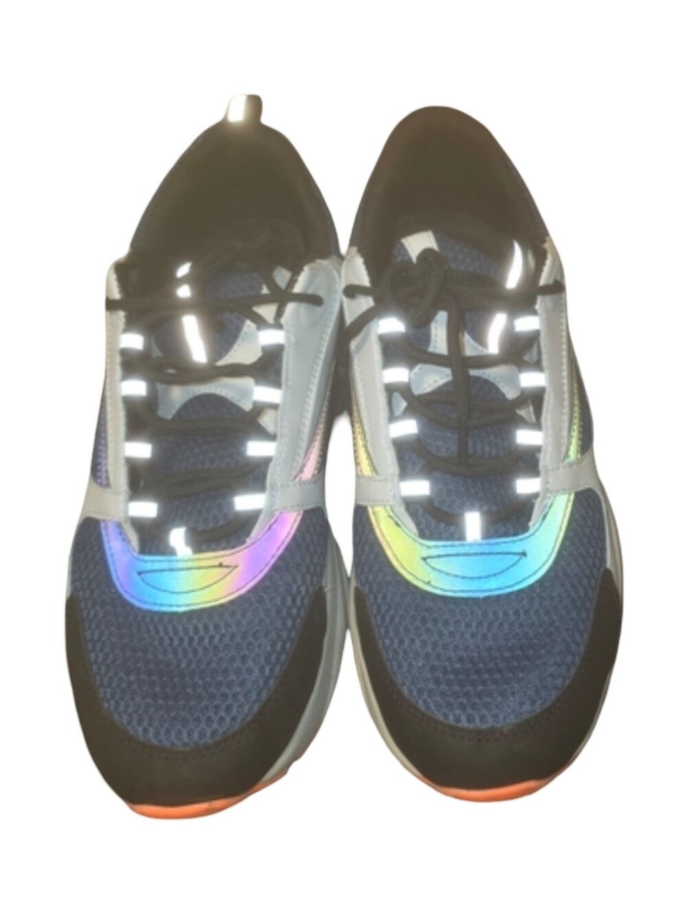 Dior Men's Multicolor Reflective Sneakers - Black, White, Blue, Rainbow Accents